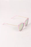 Printed Plastic Frame Mirrored Wayfarer Sunglasses