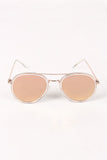 Wire Framed Mirrored Lens Sunglasses