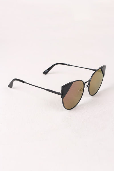 Wire Frame Mirrored Cat Eye Sunglasses