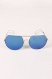 Semi-Rimless Double Bridge Laser Cut Round Sunglasses