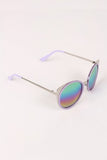 Mirrored Oval Metallic Cat Eye Sunglasses