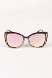Wavy Arms Metallic Accent Mirrored Butterfly Sunglasses