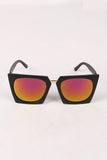 Geometric-Shape Plastic Frame Mirrored Sunglasses