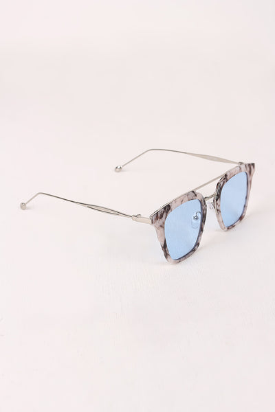 Plastic Frame Double Bridge Cat Eye Sunglasses