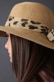 Wide Brim Leopard Scarf Sun Hat