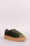 Misbehave Velvet Round Toe Lace Up Creeper Sneaker