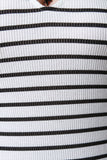 Lace-Up Choker Ribbed Knit Striped Dress