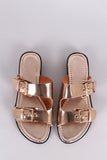 Buckle Accent Double-Band Slide Sandal