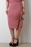 High Waist Side Self-Tie Midi Skirt