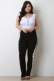High Waisted Stripe Button-Up Pants