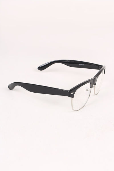 Clear Lens Semi-Rimless Wayfarer Glasses