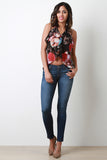 Floral Ruffle Strappy Halter Neck Top