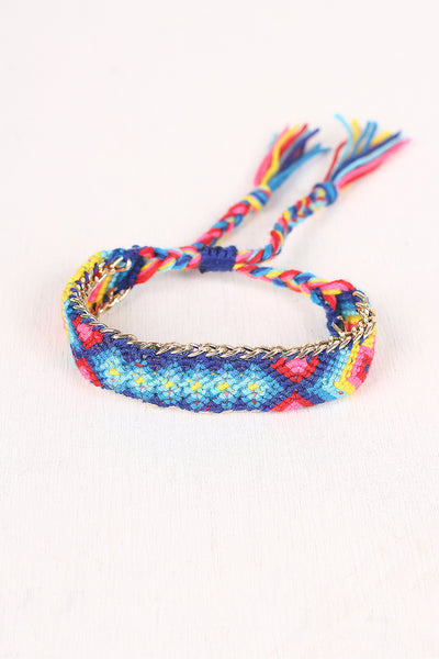 Colorful Threaded Chain Tassel Bracelet