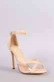 Suede Clear Inset Ankle Strap Stiletto Heel