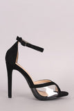 Suede Clear Inset Ankle Strap Stiletto Heel