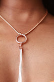 Snake Chain O-Ring Long Beaded Tassel Necklace