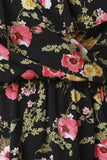 Floral Flutter Surplice Self-Tie Midi Dress