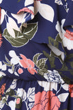 Floral Flutter Surplice Self-Tie Midi Dress