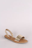 Bamboo Metallic Open Toe Slingback Flat Sandal
