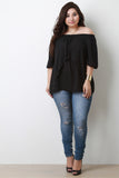Off-The-Shoulder Tier Bell Sleeves Chiffon Flowy Top