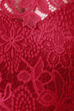 Semi-Sheer Mesh Mock Neck Floral Lace Midi Dress