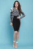 Diamond Pattern Strap Crop Top With Bandage Pencil Skirt