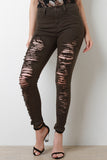 Distressed High Waisted Skinny Jeans