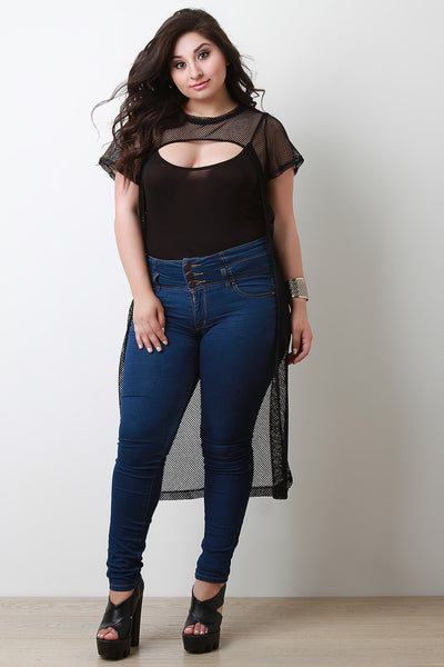Mesh Cropped Front Cutout Maxi Top