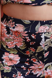 Stretchy Knit Floral Print High Waisted Shorts