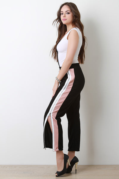 High Rise Zippered Side Stripe Relaxed Pants