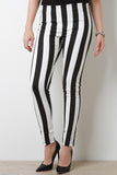 Vertical Striped Mid Rise Fitted Pants