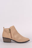 Bamboo Perforated Nubuck Almond Toe Ankle Boots