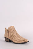 Bamboo Perforated Nubuck Almond Toe Ankle Boots