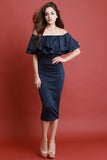 Off The Shoulder Tiered Ruffle Midi Dress