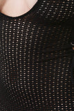 Semi-Sheer Mesh Cut Out Yoke Lace Up Midi Dress