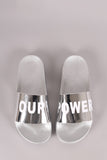Qupid Our Power Metallic Slide Sandal