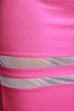 Stripe Mesh Contrast High Waist Midi Skirt