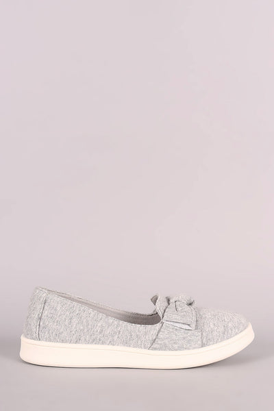 Bamboo Heathered Knit Bow Accent Slip-On Sneaker