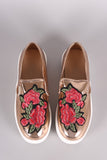 Patent Embroidered Floral Slip On Flatform Sneaker