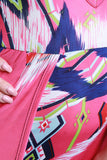 Tribal Print Plunging Neck Open Front Bodysuit Maxi Dress