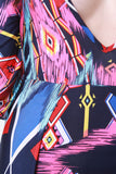 Tribal Print Plunging Neck Open Front Bodysuit Maxi Dress