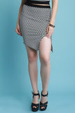 Striped High Waisted Asymmetrical Hem Midi Skirt