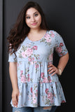 Floral Scooped Neck Tiered Relaxed Top