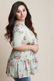 Floral Scooped Neck Tiered Relaxed Top