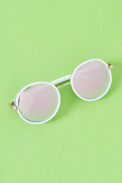 Round Mirrored Glitter Sunglasses