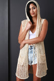 Loose Knit Hoodie Cover-Up Vest