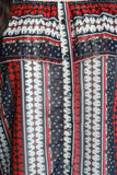 Chiffon Tribal Stripe Off-The-Shoulder Ruffle Midi Dress