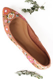 Bamboo Suede Floral Embroidery Pointy Toe Flat