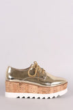 Bamboo Patent Lug Sole Lace Up Oxford Platform Wedge