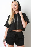 Curb-Link Chain Hoodie Sporty Shorts Set